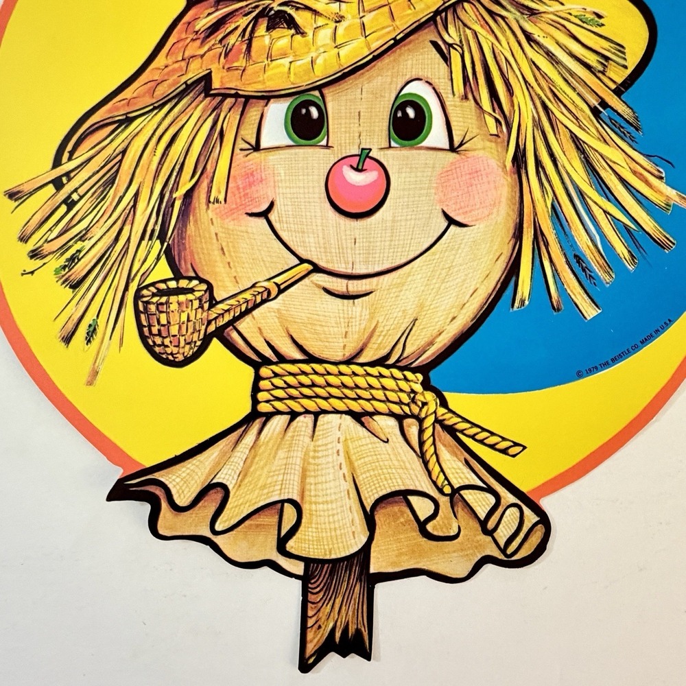 Vintage 1979 Beistle Scarecrow Die Cut Halloween Wall Decoration USA Mouse Hat - Picture 3 of 9